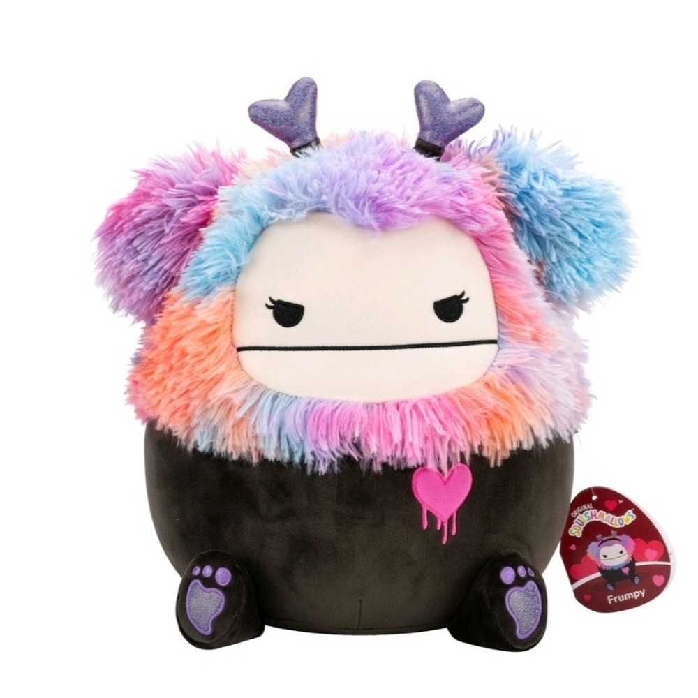 New Squishmallows 12" Frumpy Girly Goth Black Bigfoot with Heart Headband Plush.
